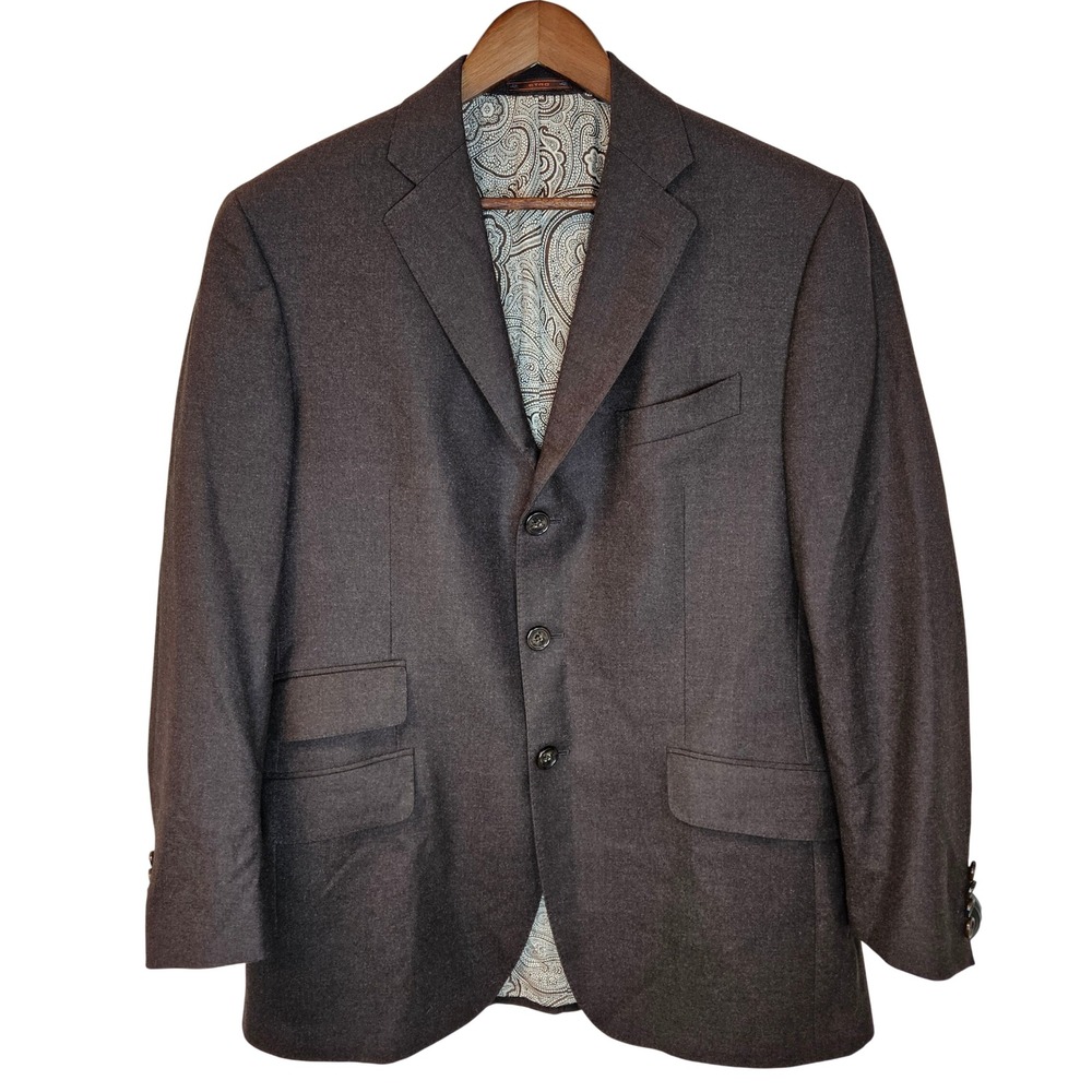 Etro Milano Made In Italy Blazer Brown Paisley Lined Wool 3 Button Sport Coat